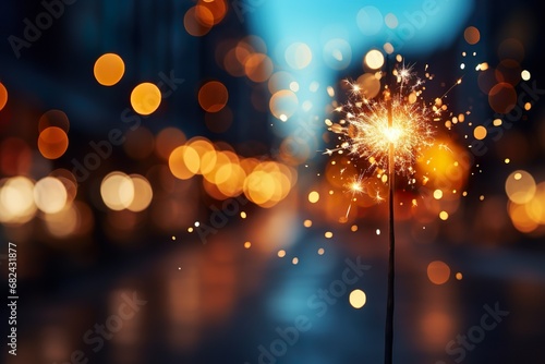 women celebrating happy new year eve with sparkler and bengal light in hand 