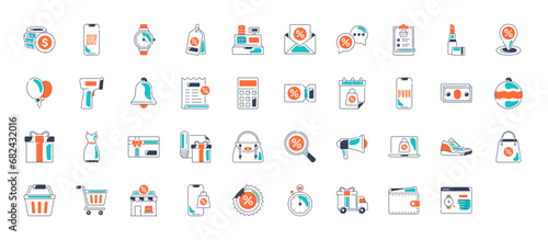 Black Friday Sale, Shopping and e-commerce vector icon set 