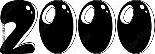 Black silhouette of numbers 2000. Millennium. Numbers of the new year. Flat style. Clipart. Vector illustration. 