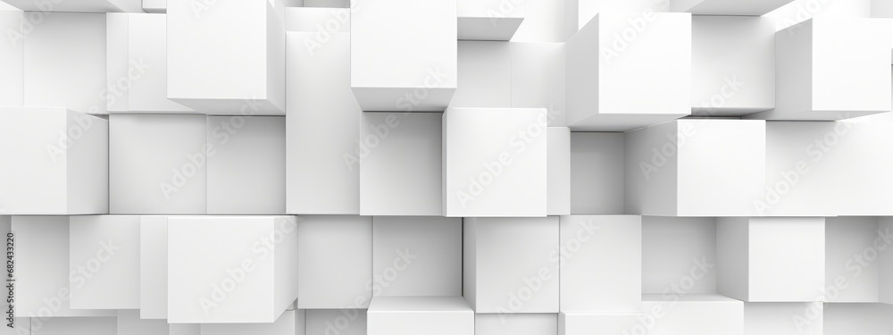 3D Random shifted white cube boxes block the background wallpaper banner modern 3D Random shifted white cube boxes block the background wallpaper banner modern