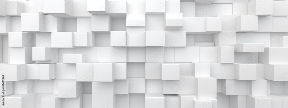 3D Random shifted white cube boxes block the background wallpaper banner modern 3D Random shifted white cube boxes block the background wallpaper banner modern