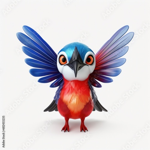 Cute Cartoon Hummingbird Is...
