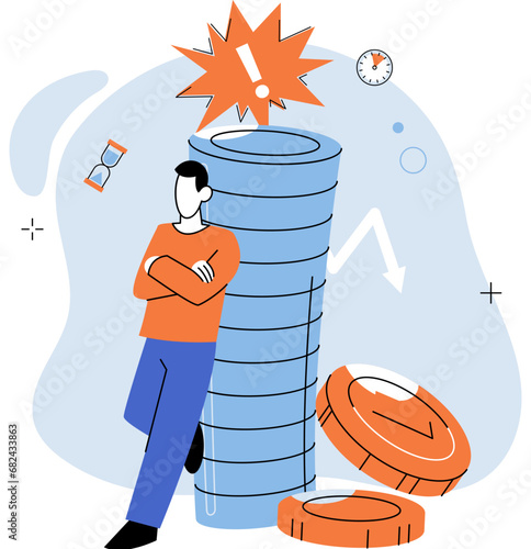 Falling economy. Vector illustration. The falling economy metaphor underscores need for proactive measures to mitigate risks and promote stability Economic indicators provide insights into health