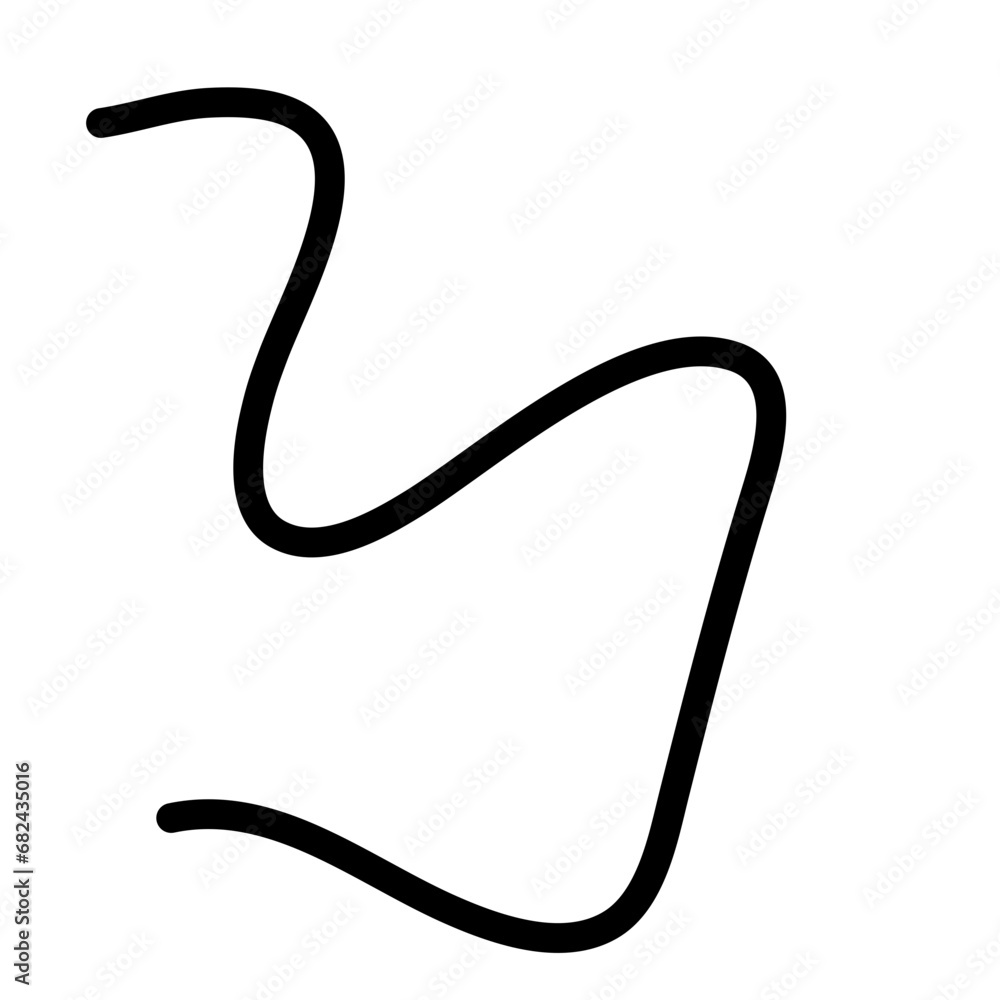 Random Line Curve. Abstract Black Line Curve. Hand Drawn Line. Childern Drawing Style. Line Design Element. Svg File