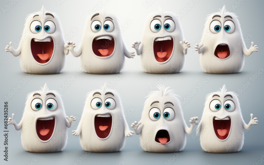 Obraz premium creepy face expression characters set