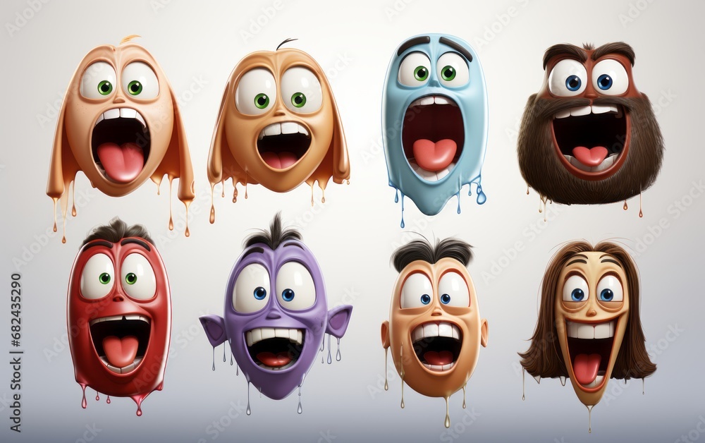 Fototapeta premium creepy face expression characters set