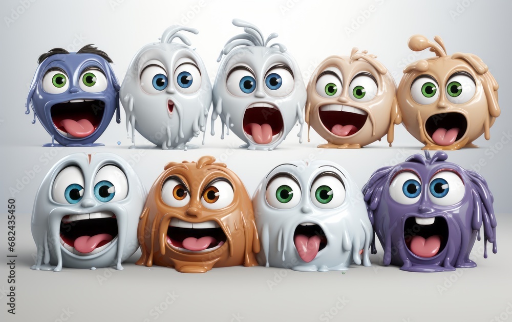 creepy face expression characters set creepy face expression characters set