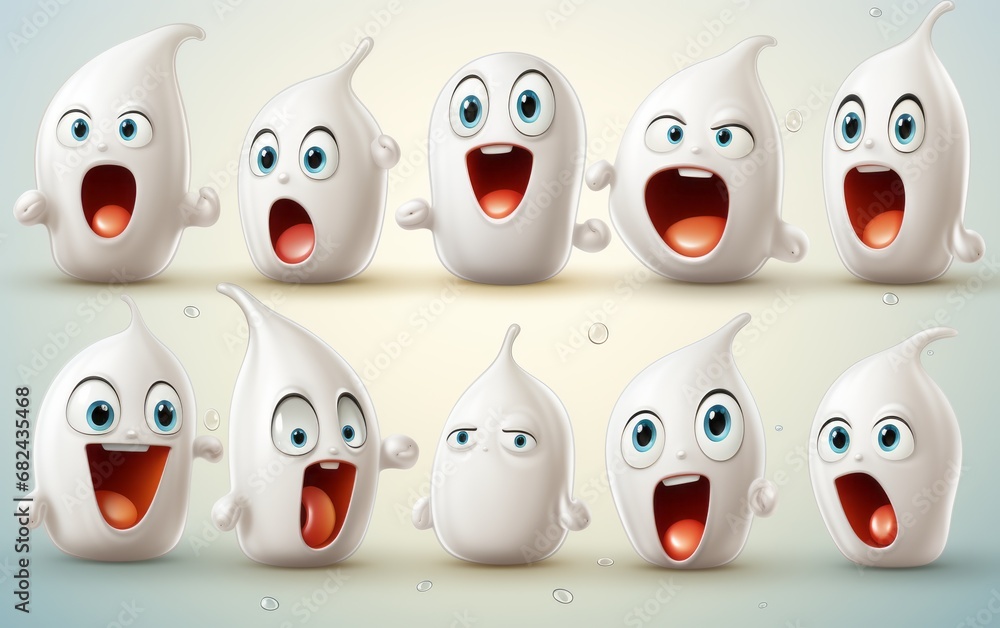 Fototapeta premium creepy face expression characters set
