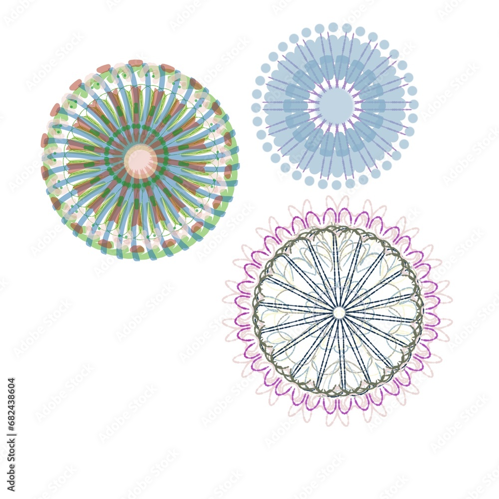 Beautiful snowflakes, geometric clipart, colored snowflakes