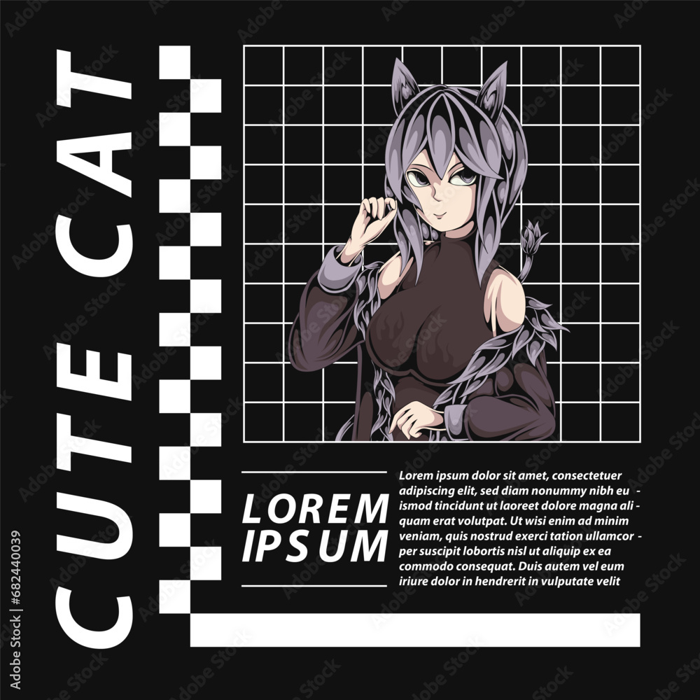 Obraz premium anime illustration streetwear design template