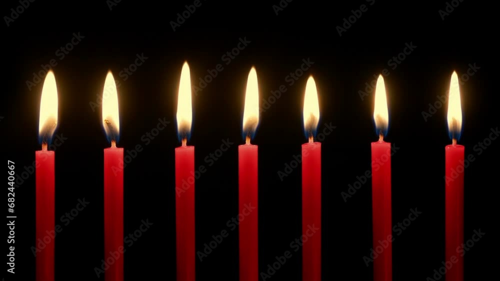 Red Candles Are Blown Out In Dark Room Red Candles Are Blown Out In Dark Room