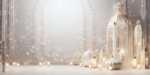  White and Golden LXY Celebration Ramadan Kareem Arabic Islamic White and Golden LXY Golden LXY Stock.AI Generative