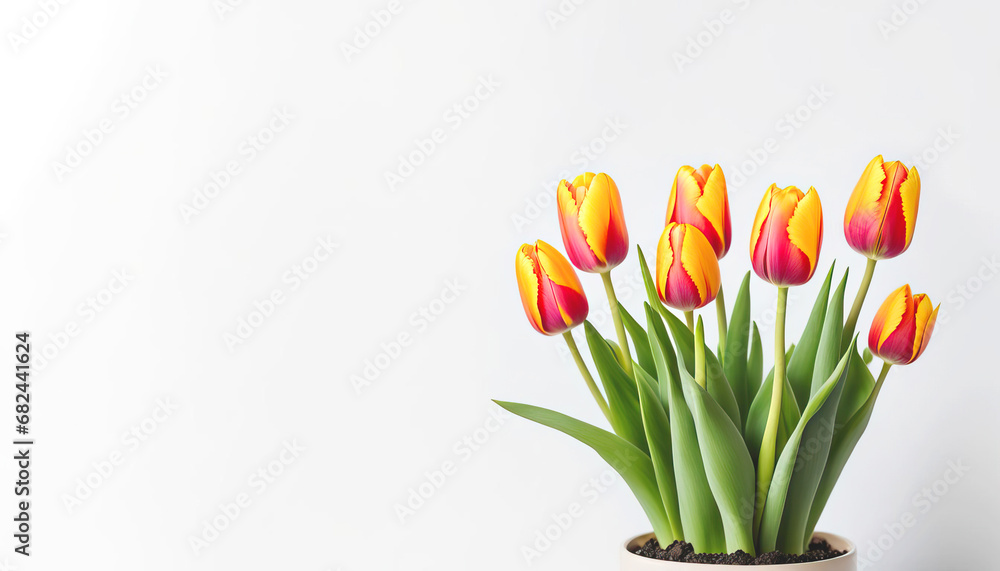 Fresh tulips with copy space on white Fresh tulips with copy space on white