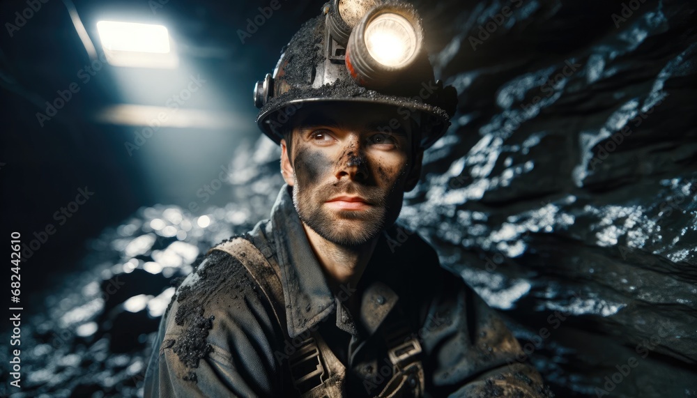 Coal Miner with Safety Helmet Coal Miner with Safety Helmet