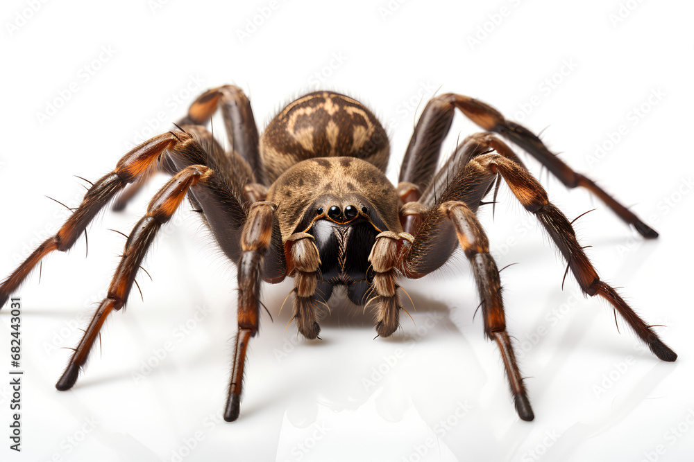 Fototapeta premium Close up spider isolated on White Background Macro Photography