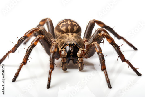 Close up spider isolated on White Background Macro Photography