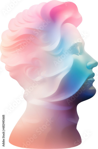 Colorful Iridescent shiny glossy textured PNG bust