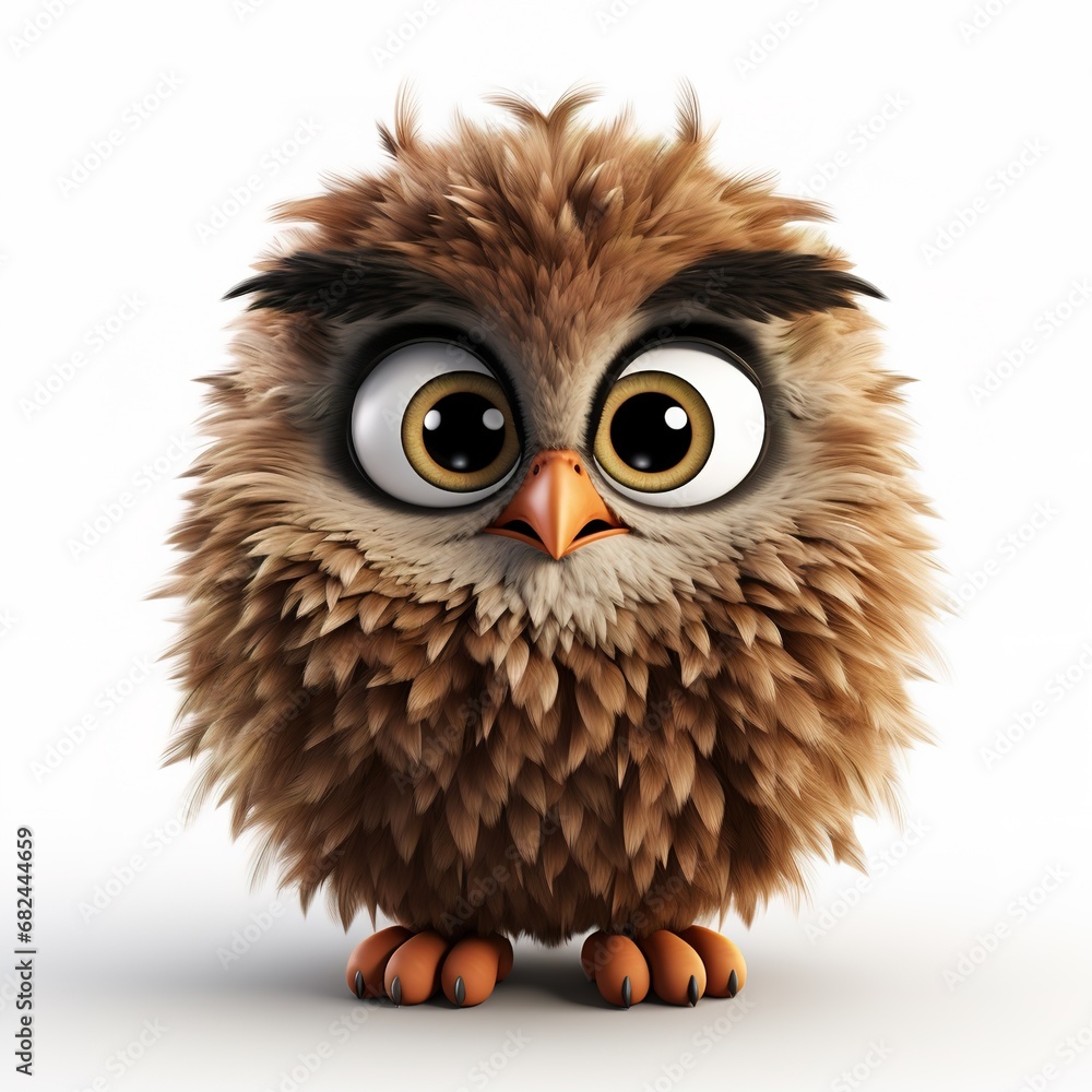 cute fluffy cartoon owl on white background cute fluffy cartoon owl on white background