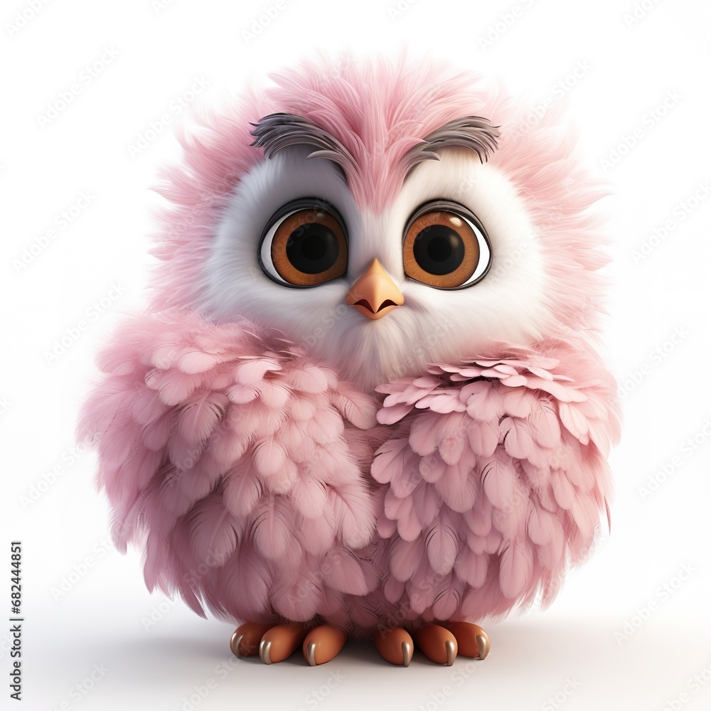 cute fluffy cartoon owl on white background cute fluffy cartoon owl on white background
