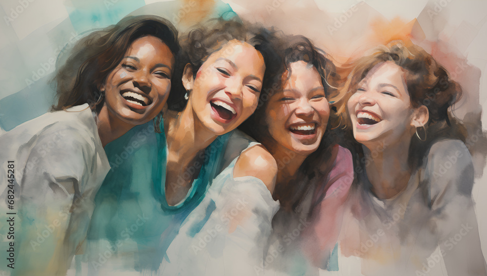 Four women watercolor