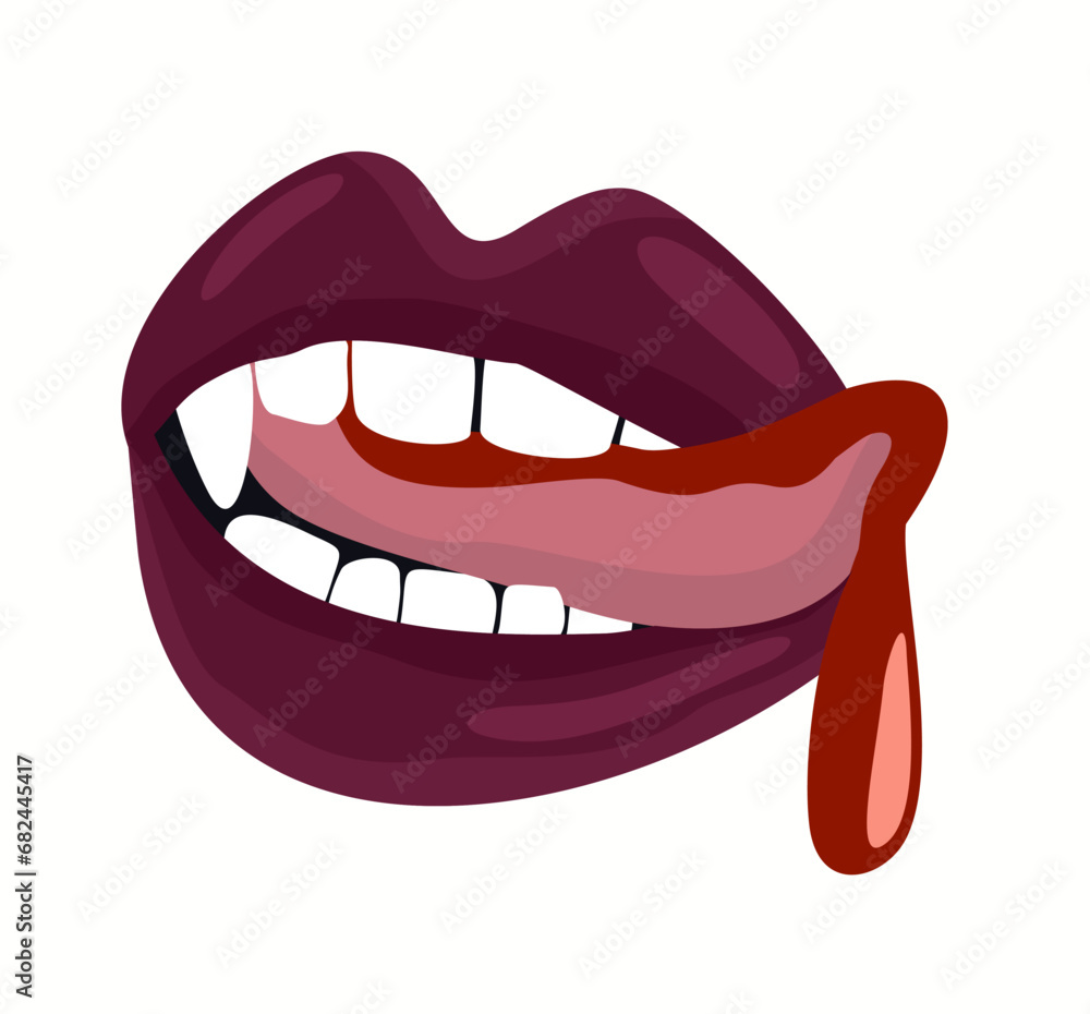 Mouth of vampire. Vector isolated illustration.