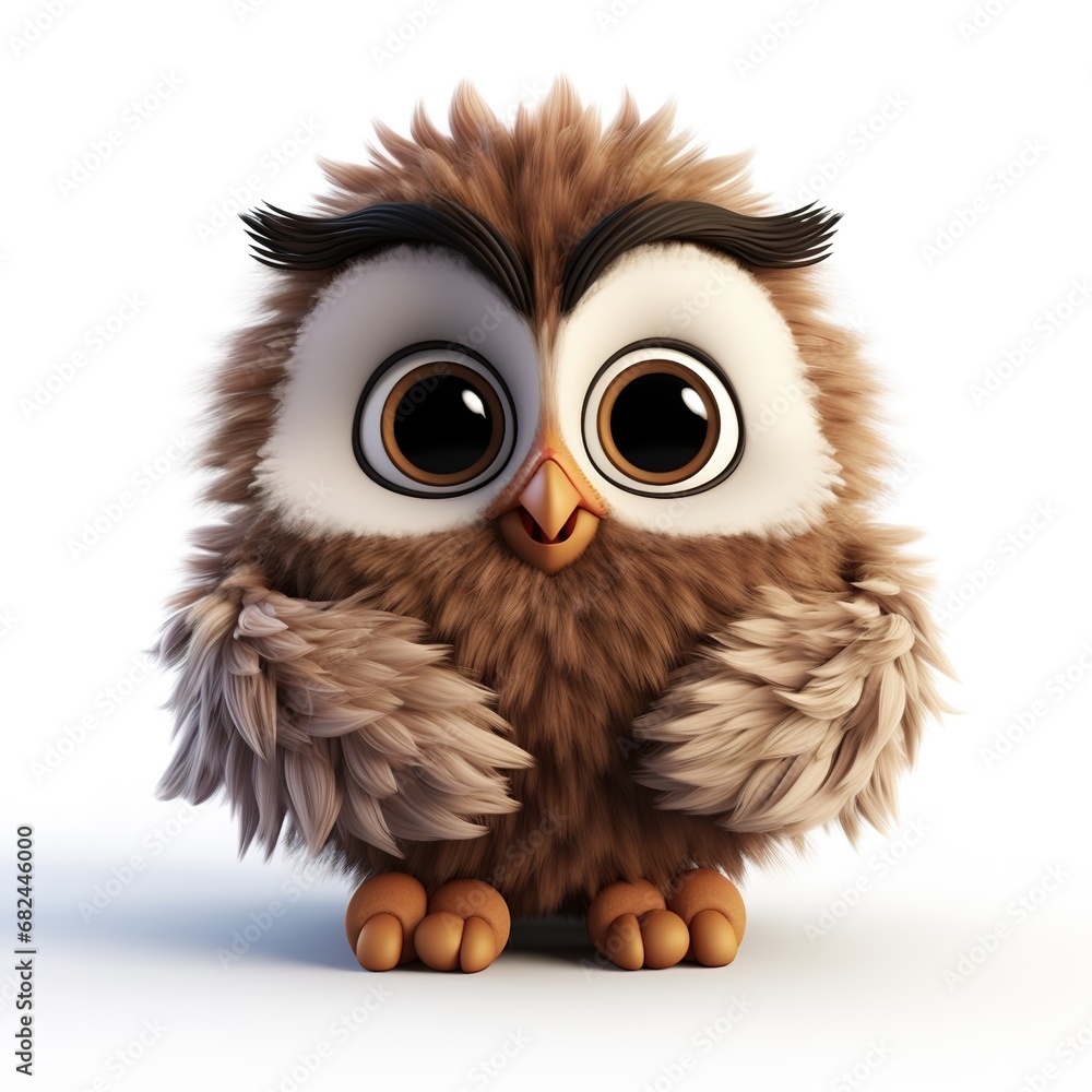 cute fluffy cartoon owl on white background cute fluffy cartoon owl on white background