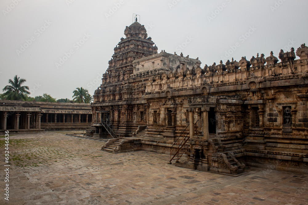 Naklejka premium Airavatesvara Temple is a Hindu temple of Dravidian architecture located in Darasuram town in Kumbakonam, Thanjavur District in the South Indian state of Tamil Nadu