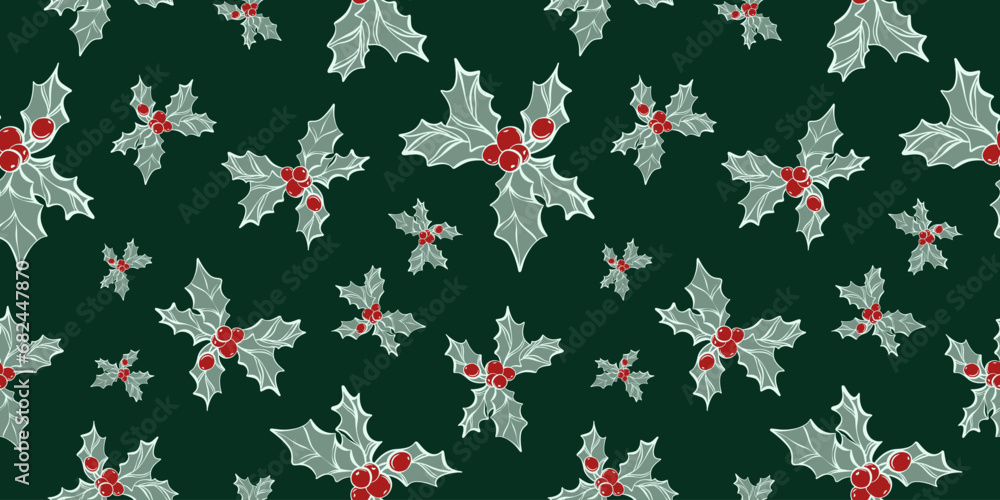Seamless pattern with hand drawn christmas leaves and branches. Perfect for xmas or new year wallpaper, wrapping paper, web sites, background, social media, blog, presentation and greeting cards. Seamless pattern with hand drawn christmas leaves and branches. Perfect for xmas or new year wallpaper, wrapping paper, web sites, background, social media, blog, presentation and greeting cards.