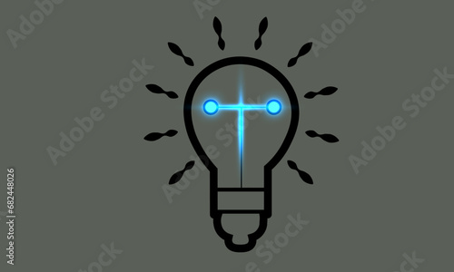 black light bulb icon isolated on grey background. Render cartoon style minimal realistic effect