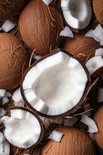 Coconut background. Fresh Coconuts: A Taste of the Tropics