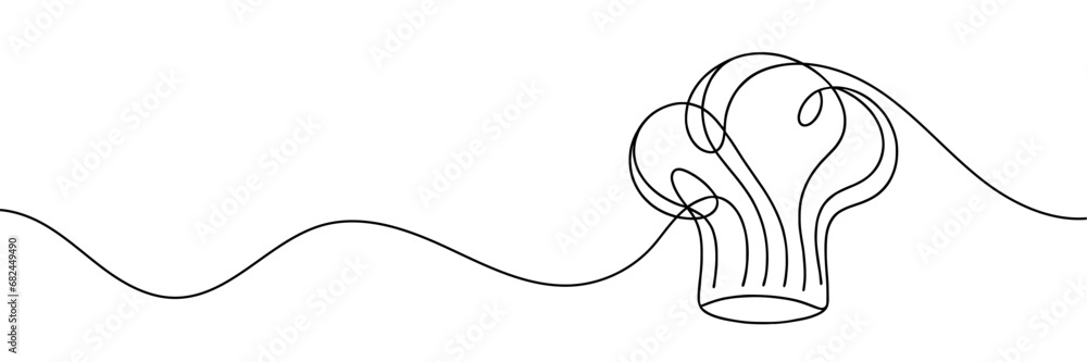 Obraz premium one line drawing of chef's hat isolated. Vector illustration