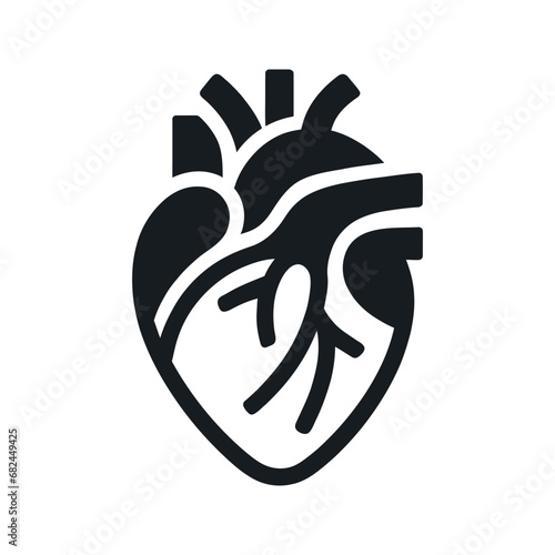 Icon of human heart in outline style isolated . Vector illustration. 