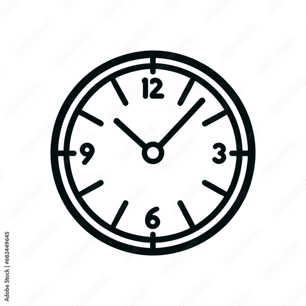 Round wall clock line icon, isolated. Vector illustration Round wall clock line icon, isolated. Vector illustration