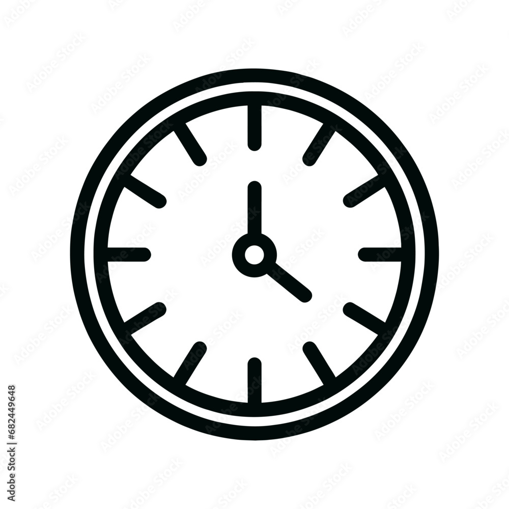 Round wall clock line icon, isolated. Vector illustration Round wall clock line icon, isolated. Vector illustration