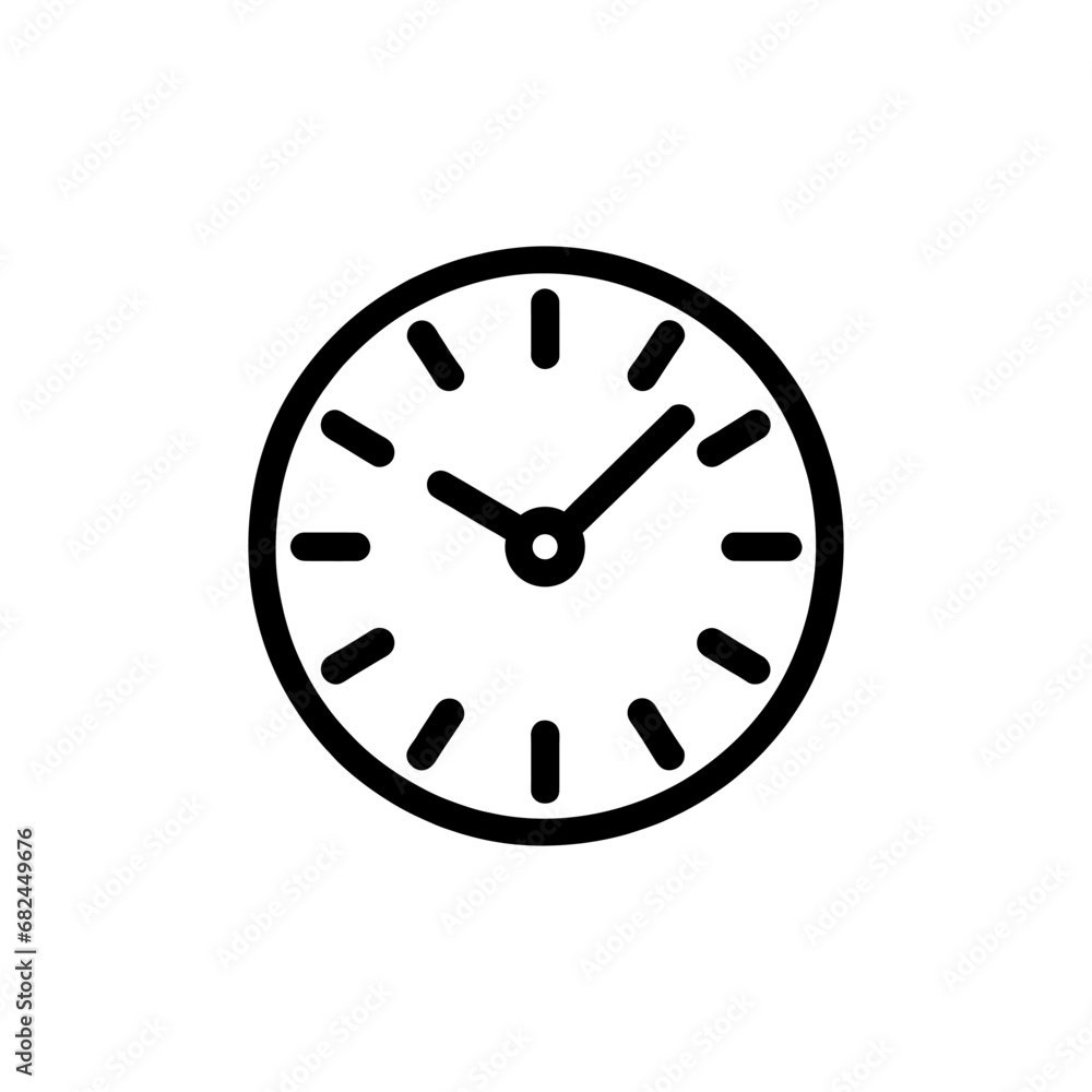 Round wall clock line icon, isolated. Vector illustration Round wall clock line icon, isolated. Vector illustration