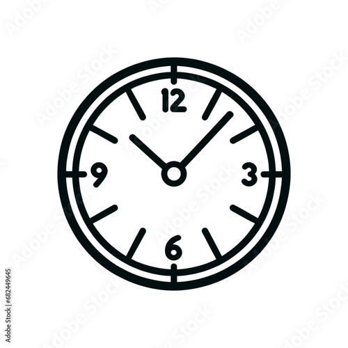 Round wall clock line icon, isolated. Vector illustration