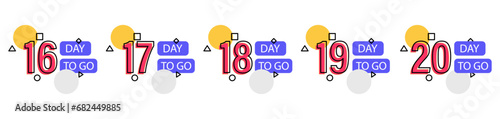 Days Left Badges and Stickers. Number of days left. Countdown left days banner. Count down vector banner template © MikeLegend