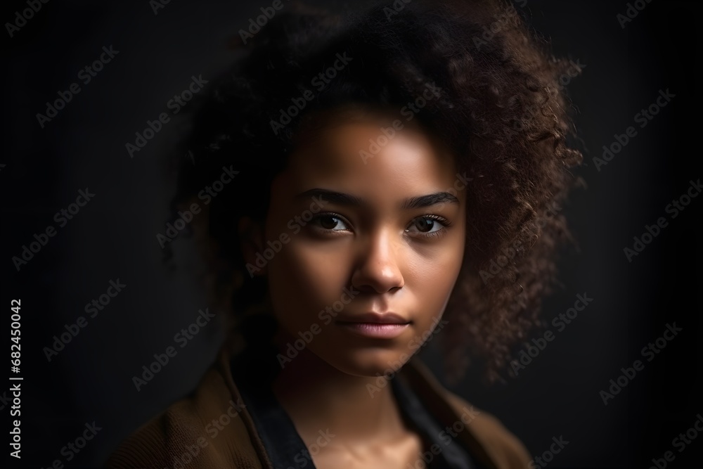 Portrait of afro american woman looking with suspicion, AI Portrait of afro american woman looking with suspicion, AI