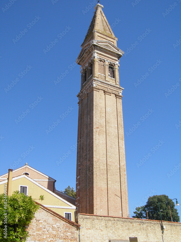 St Martin Bishop church leaning bell tower in Venice