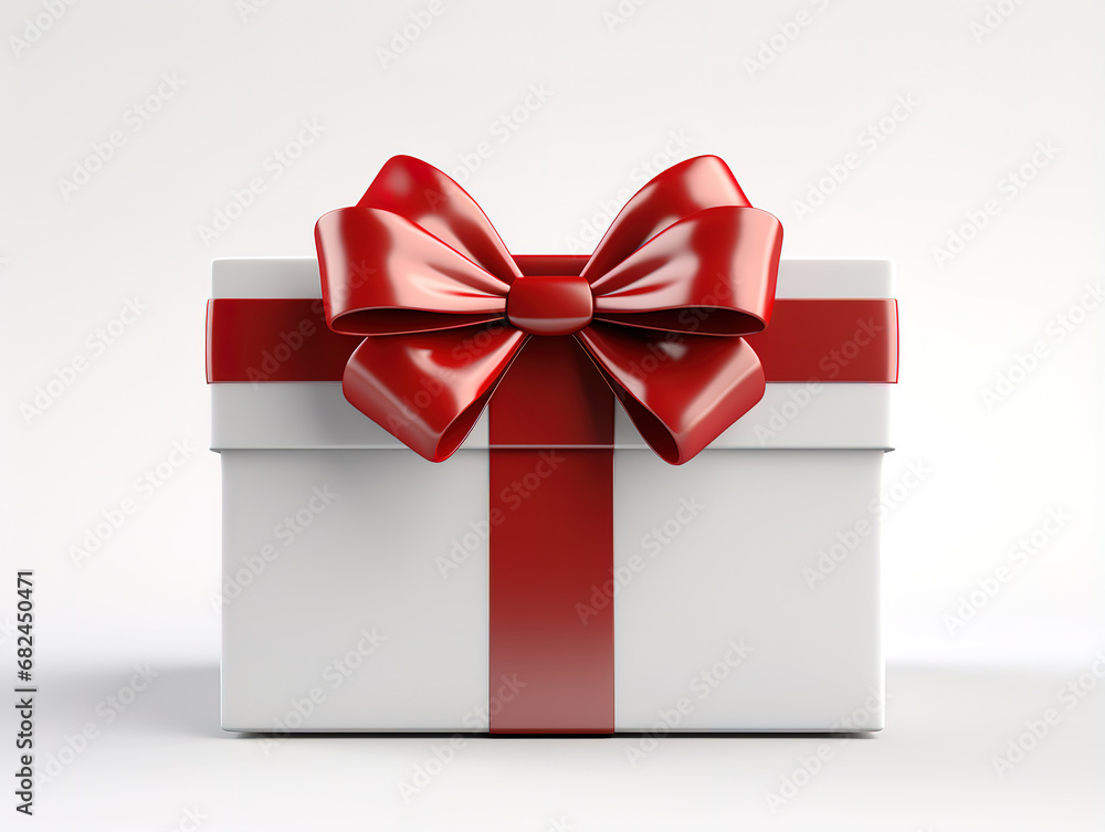 3d rendering of a white gift box with a red ribbon isolated on a white background 3d rendering of a white gift box with a red ribbon isolated on a white background