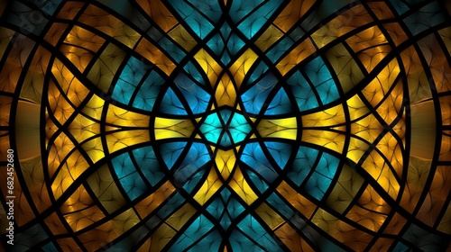 Stained glass window background with colorful abstract. 