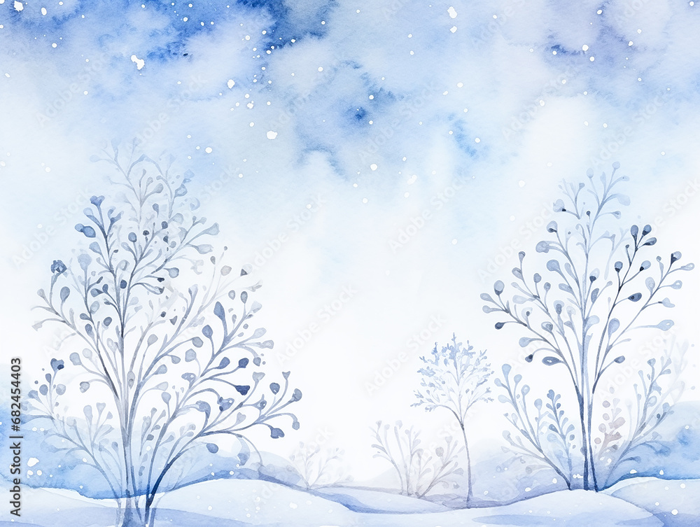 Fototapeta premium Minimalist Christmas card in white and blue colors