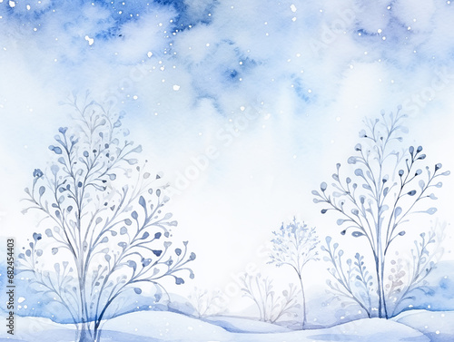 Minimalist Christmas card in white and blue colors  © Alika