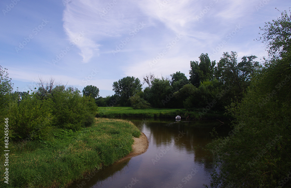 Beautiful landscape of the Bzura River from the bridge in Mistrzewice.
Beautiful landscape of the Bzura River from the bridge in Mistrzewice.