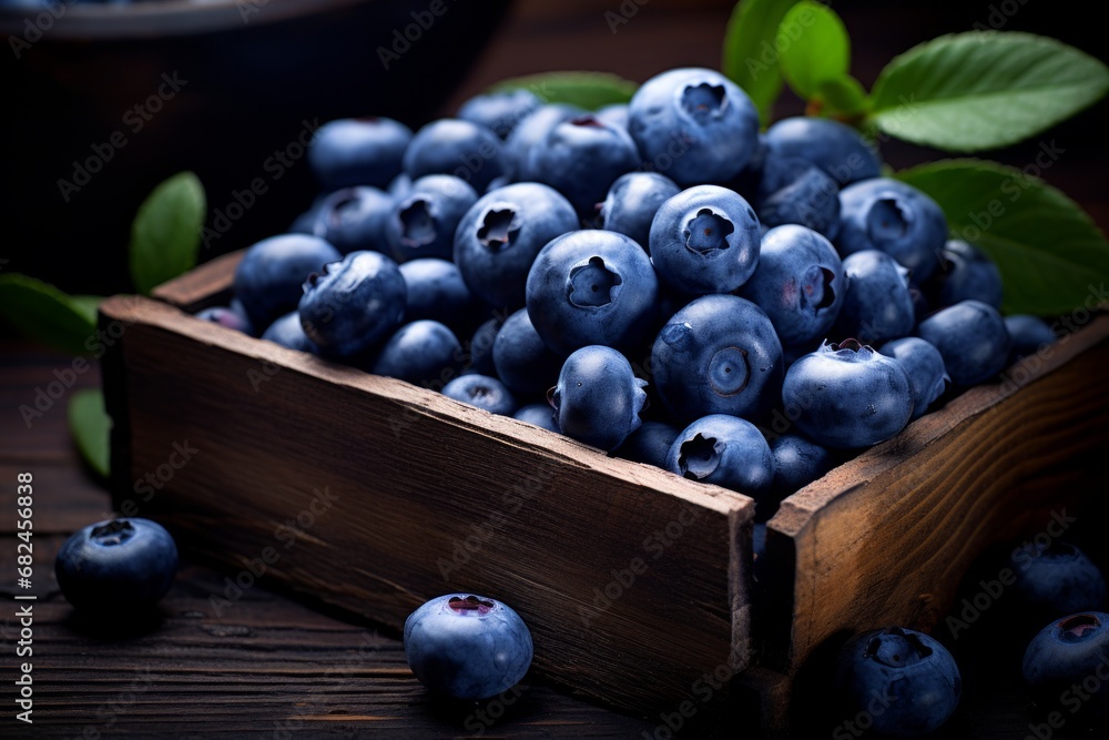 Blueberry Abstract Background with Ripe Berries in a Box - Fresh and Vibrant Summertime Image Blueberry Abstract Background with Ripe Berries in a Box - Fresh and Vibrant Summertime Image