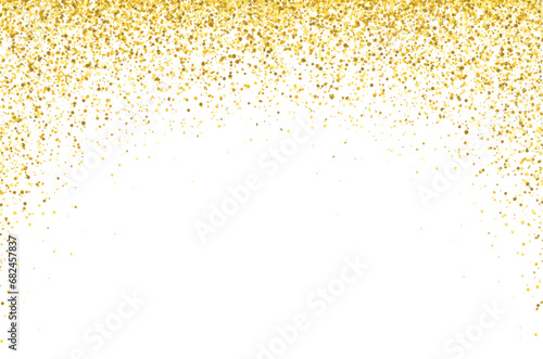 Decorative falling gold glitter, confetti, golden dust, glittery on transparent background - vector