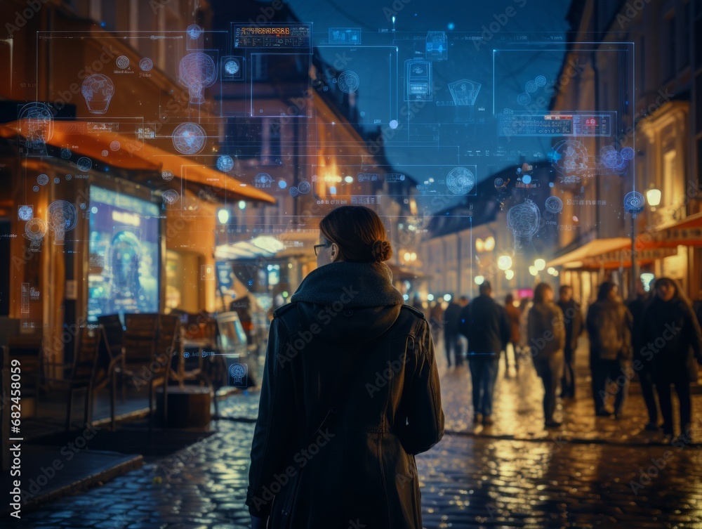 person walking in the city