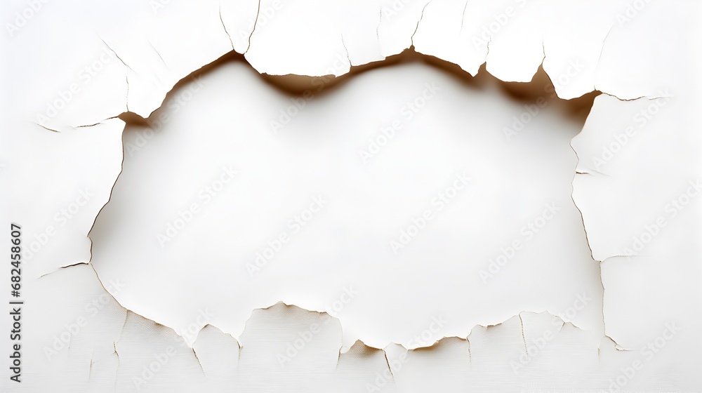 Realistic torn paper effect on a plain white background, symbolizing breakage or revelation. Realistic torn paper effect on a plain white background, symbolizing breakage or revelation.