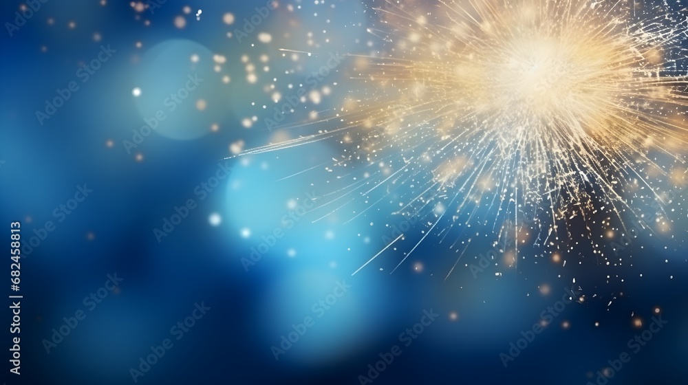 Obraz premium The dynamic sparkle of a firework in the night sky, capturing the essence of a festive moment with a burst of golden light.