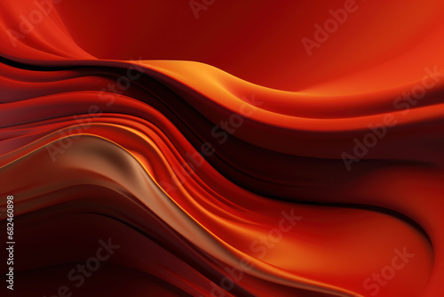 Dark Silk Fabric with Light Orange Abstract Forms